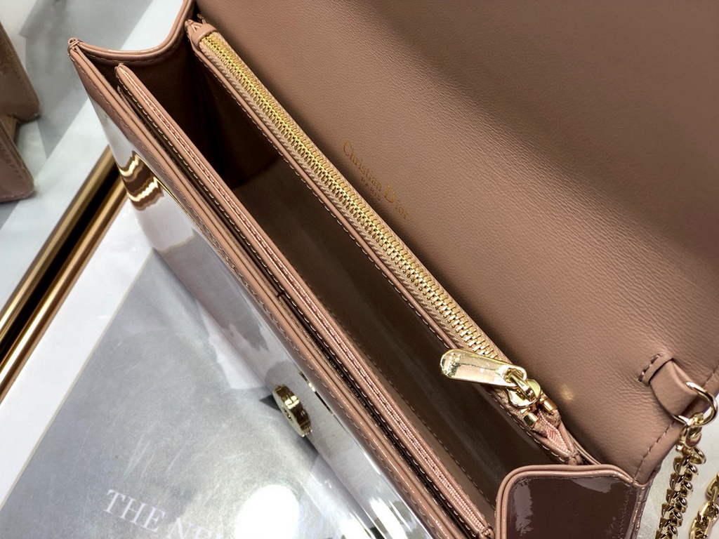 Dior S0204 Lady Dior Pouch Patent Cannage Calfskin Light Pink