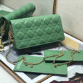 Dior S0204 Lady Dior Pouch Patent Cannage Calfskin Green - Default Title - View 1