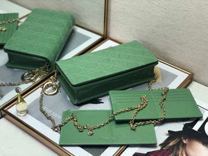 Dior S0204 Lady Dior Pouch Patent Cannage Calfskin Green - Default Title - View 5