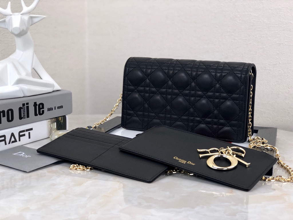 Dior S0204 Lady Dior Pouch Ultramatte Cannage Calfskin Black