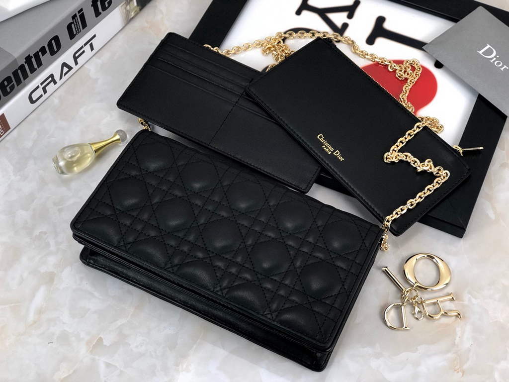 Dior S0204 Lady Dior Pouch Ultramatte Cannage Calfskin Black
