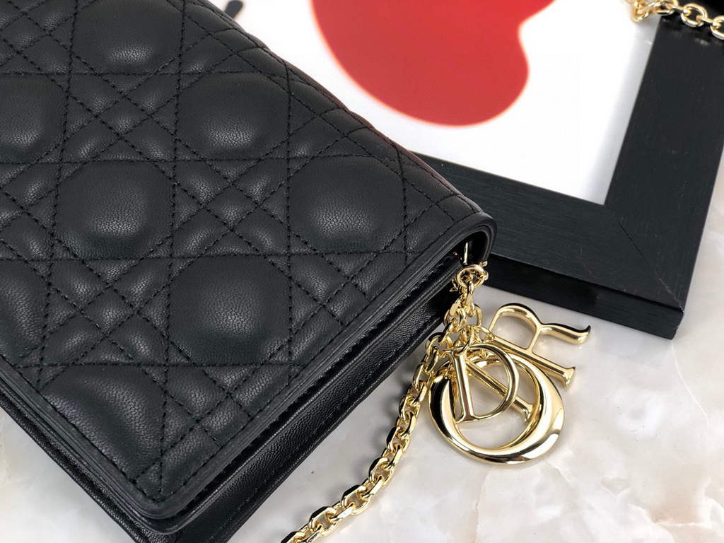 Dior S0204 Lady Dior Pouch Ultramatte Cannage Calfskin Black