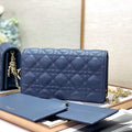 Dior S0204 Lady Dior Pouch Ultramatte Cannage Calfskin Blue - Default Title - View 1