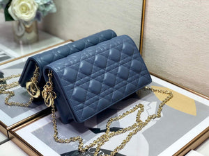 Dior S0204 Lady Dior Pouch Ultramatte Cannage Calfskin Blue - Default Title - View 4