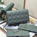 Dior S0204 Lady Dior Pouch Ultramatte Cannage Calfskin Light green - Default Title - View 1