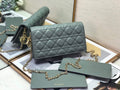 Dior S0204 Lady Dior Pouch Ultramatte Cannage Calfskin Light green
