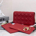 Dior S0204 Lady Dior Pouch Ultramatte Cannage Calfskin Red - Default Title - View 1