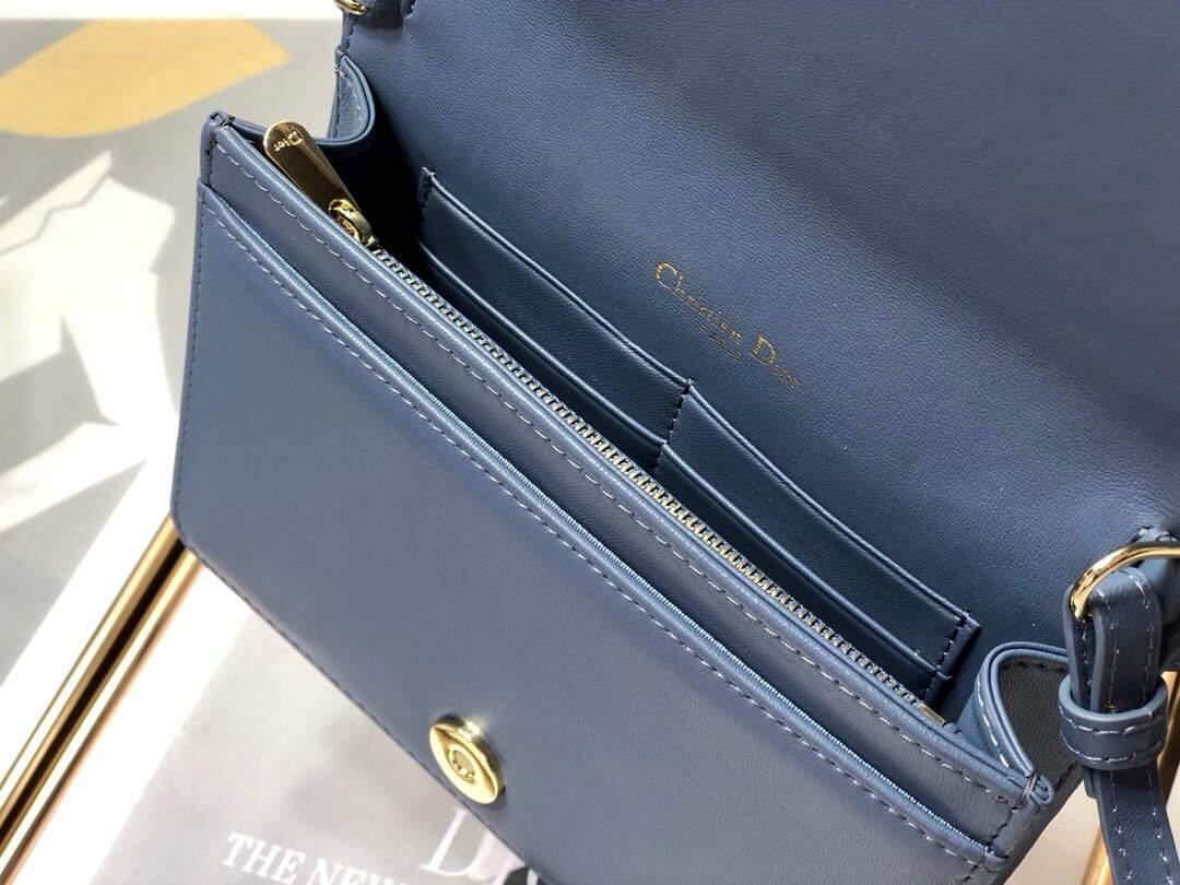 Dior S0855 Dior Lady Dior Pouchblack Ultramatte Cannage Calfskin Navy Blue - Voguebags
