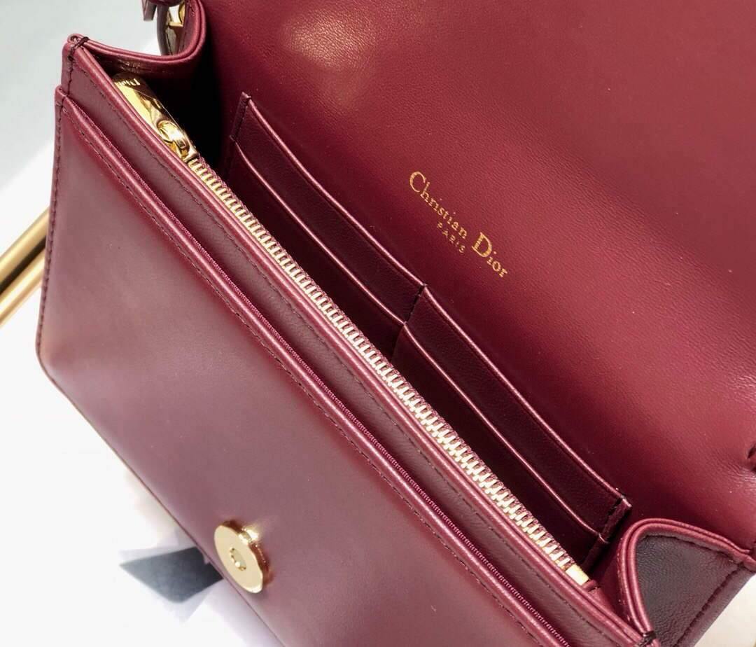 Dior S0855 Dior Lady Dior Pouchblack Ultramatte Cannage Calfskin Wine Red - Voguebags