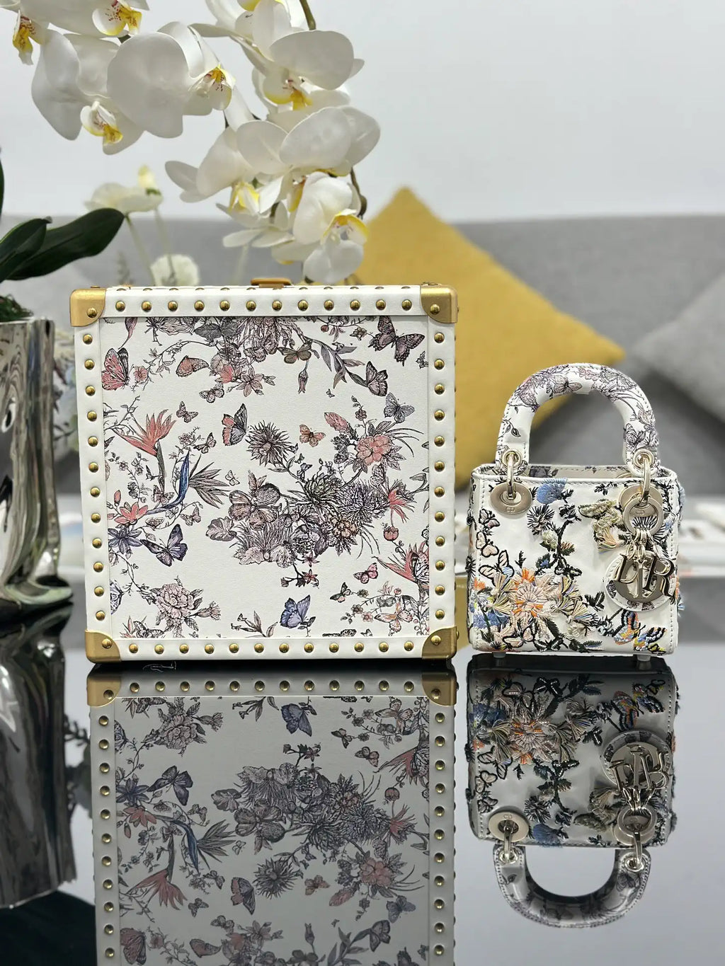 Dior S0856 Christian Dior Micro Lady Dior with Small Trunk Multicolor Embroidered Calfskin
