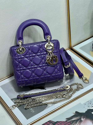 Dior M0505 Mini LADY Dior Bag Purple Cannage Lambskin - Default Title - View 1
