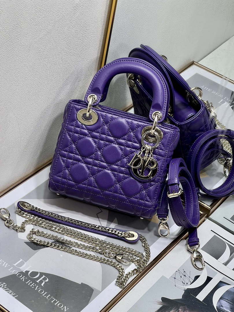 Dior M0505 Mini LADY Dior Bag Purple Cannage Lambskin - Default Title - View 2