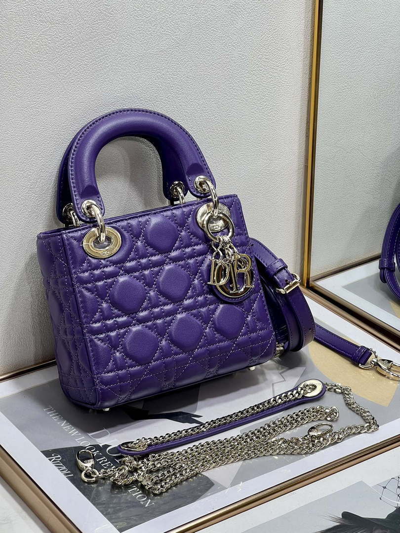 Dior M0505 Mini LADY Dior Bag Purple Cannage Lambskin