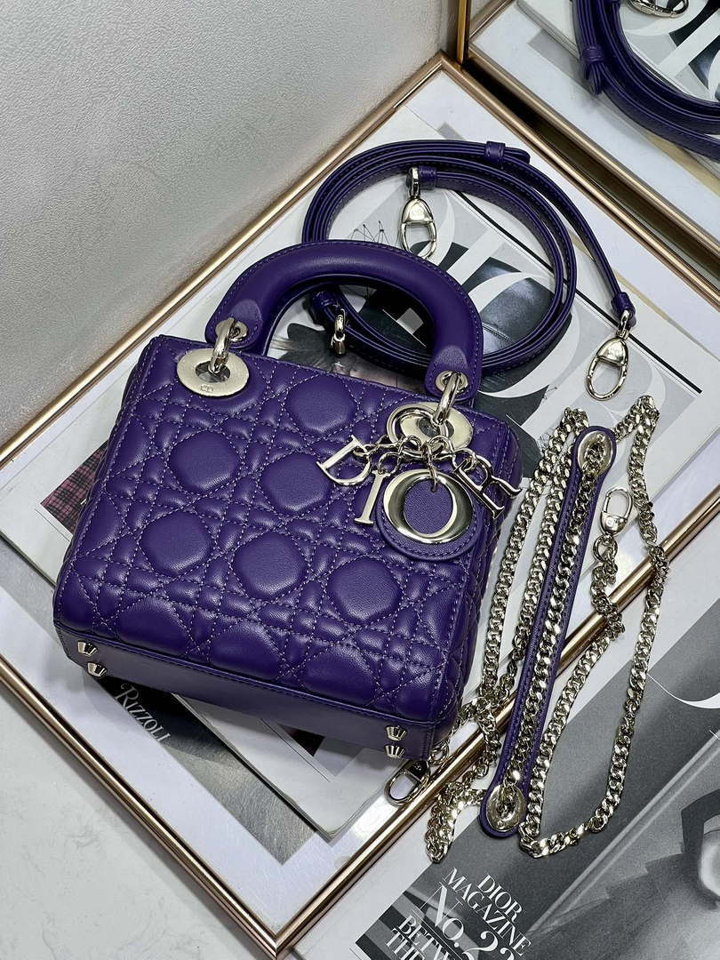 Dior M0505 Mini LADY Dior Bag Purple Cannage Lambskin - Default Title - View 5