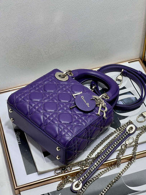 Dior M0505 Mini LADY Dior Bag Purple Cannage Lambskin - Default Title - View 6