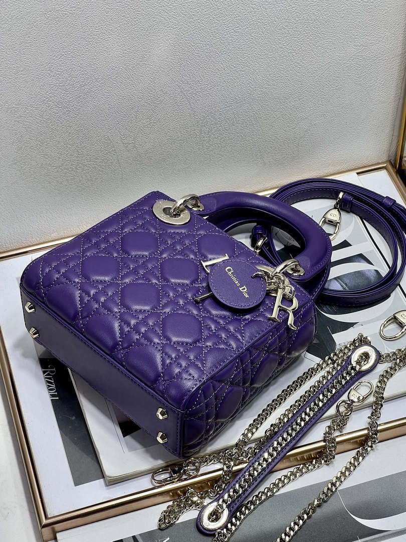 Dior M0505 Mini LADY Dior Bag Purple Cannage Lambskin - Default Title - View 6