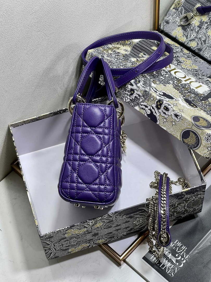 Dior M0505 Mini LADY Dior Bag Purple Cannage Lambskin - Default Title - View 7