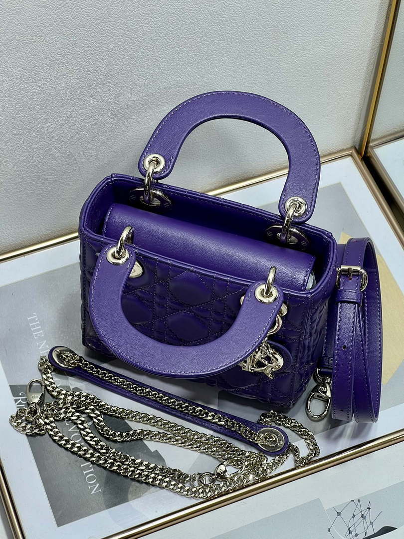 Dior M0505 Mini LADY Dior Bag Purple Cannage Lambskin