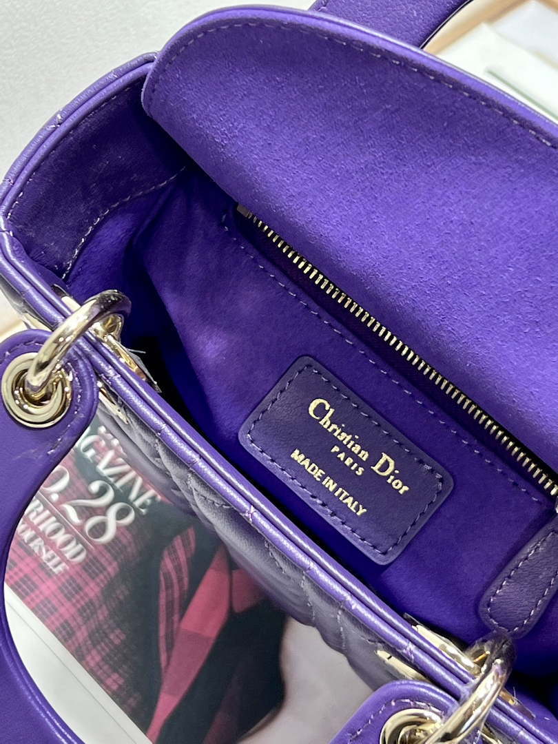 Dior M0505 Mini LADY Dior Bag Purple Cannage Lambskin