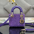 Dior S0856 MICRO LADY BAG Horizon Metallic Cannage Lambskin embroidery beads Purple - Default Title - View 1