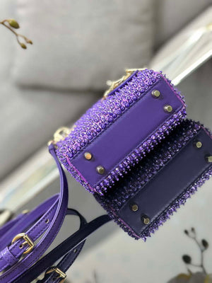 Dior S0856 MICRO LADY BAG Horizon Metallic Cannage Lambskin embroidery beads Purple - Default Title - View 4