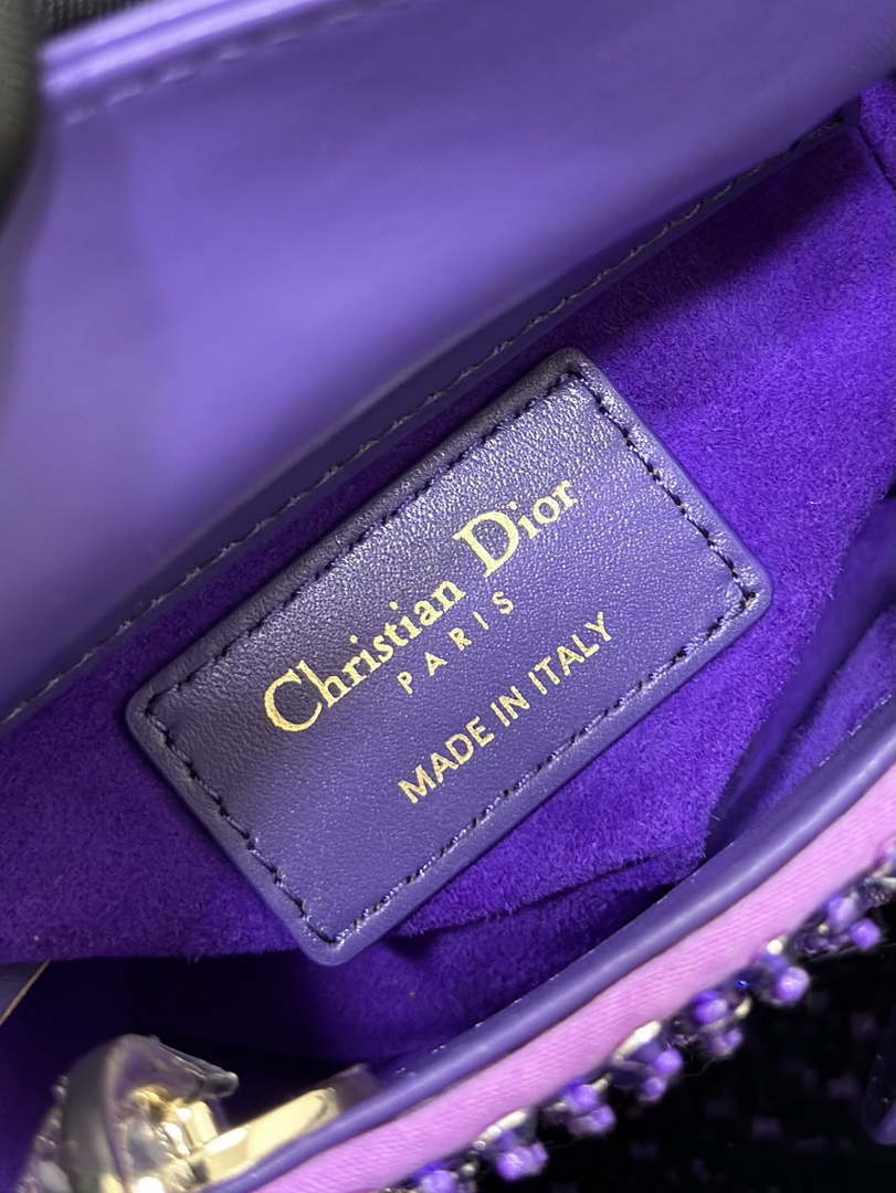 Dior S0856 MICRO LADY BAG Horizon Metallic Cannage Lambskin embroidery beads Purple - Default Title - View 9