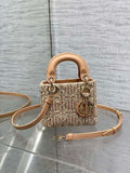 Dior S0856 MICRO LADY BAG Limited edition handmade beads Lambskin  Apricot