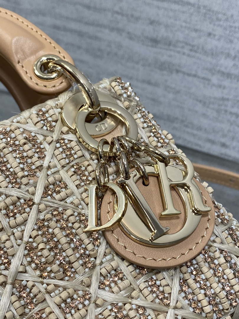 Dior S0856 MICRO LADY BAG Limited edition handmade beads Lambskin  Apricot