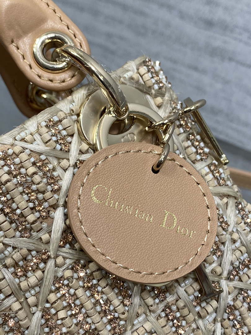 Dior S0856 MICRO LADY BAG Limited edition handmade beads Lambskin  Apricot