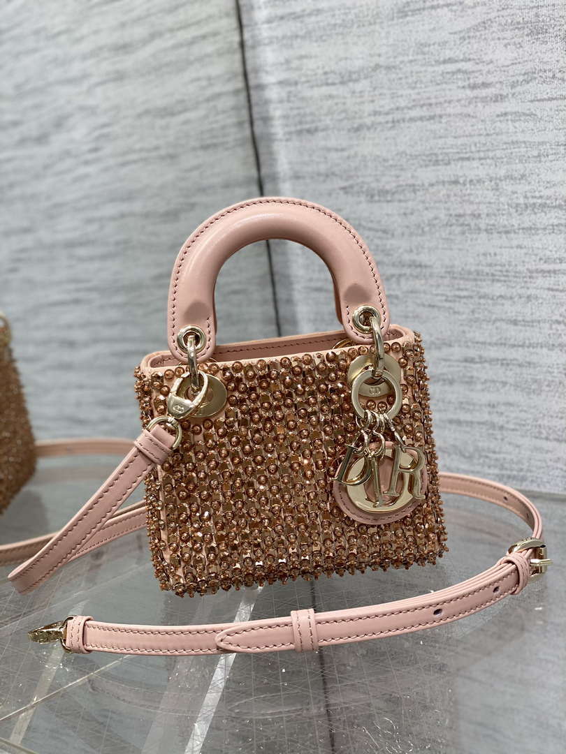 Dior S0856 MICRO LADY BAG Limited edition handmade beads Lambskin Pink - Default Title - View 2
