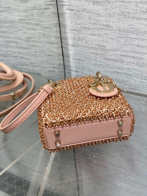 Dior S0856 MICRO LADY BAG Limited edition handmade beads Lambskin Pink - Default Title - View 6