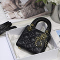Dior S0856 MICRO LADY Dior Bag Black Cannage Lambskin - luxibagsmall