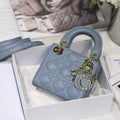 Dior S0856 MICRO LADY Dior Bag Cloud Blue Cannage Lambskin - luxibagsmall