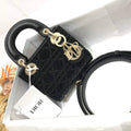 Dior S0856 MICRO LADY DIOR BAG Horizon Black Metallic Cannage Lambskin Embroidered with Beads - Default Title - View 1