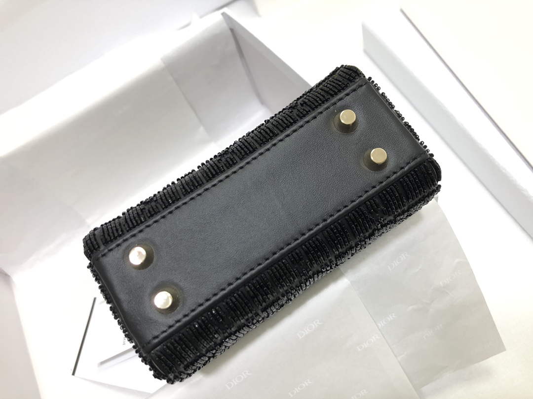 Dior S0856 MICRO LADY DIOR BAG Horizon Black Metallic Cannage Lambskin Embroidered with Beads - Default Title - View 4