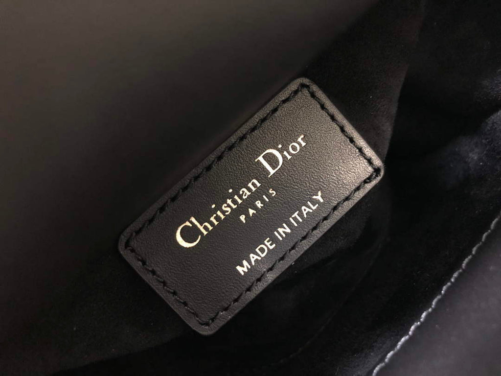 Dior S0856 MICRO LADY DIOR BAG Horizon Black Metallic Cannage Lambskin Embroidered with Beads