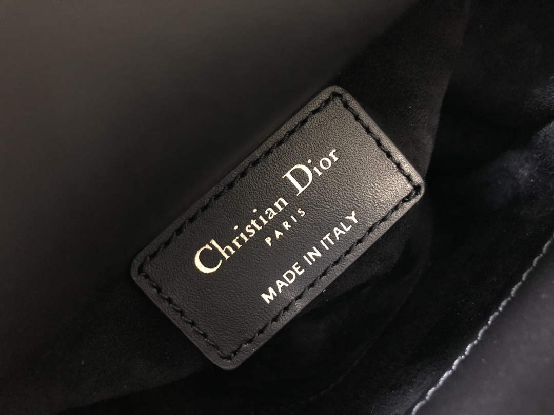 Dior S0856 MICRO LADY DIOR BAG Horizon Black Metallic Cannage Lambskin Embroidered with Beads