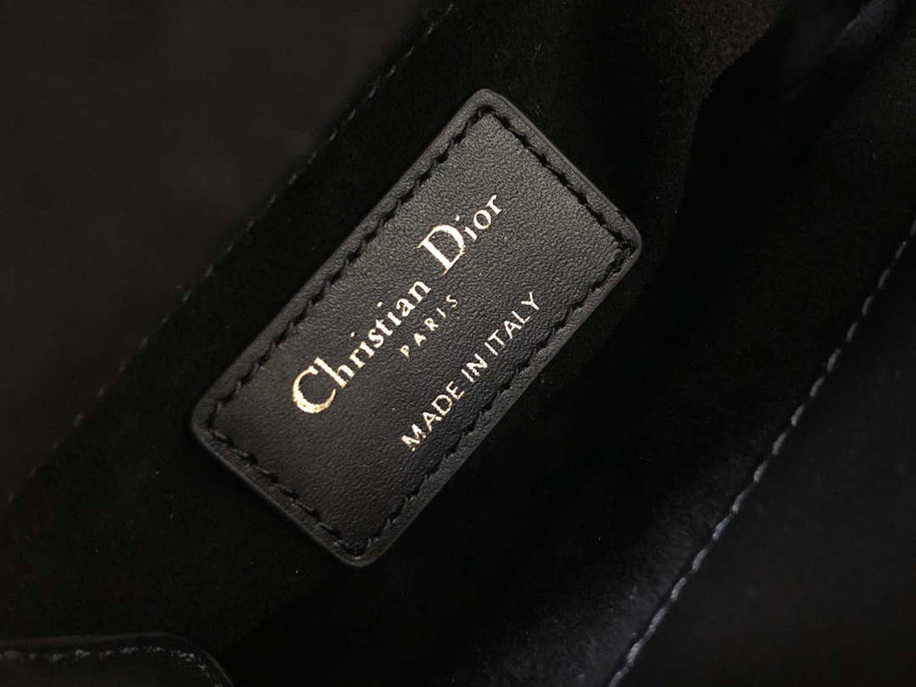 Dior S0856 Micro Lady Dior Bag Horizon Black Metallic Cannage Lambskin with multicolor embroidery sequins