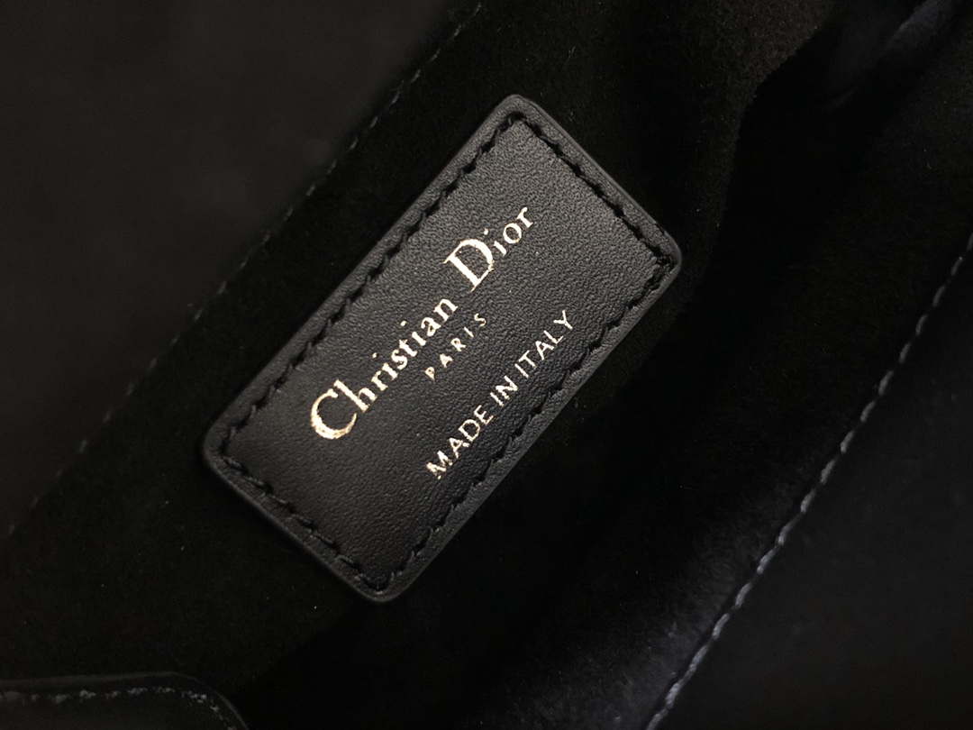 Dior S0856 Micro Lady Dior Bag Horizon Black Metallic Cannage Lambskin with multicolor embroidery sequins