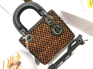 Dior S0856 Micro Lady Dior Bag Horizon Black Metallic Cannage Lambskin with Gold embroidery sequins - Default Title - View 1