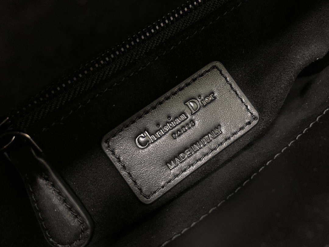 Dior S0856 Micro Lady Dior Bag Horizon Black Metallic Cannage Lambskin with Gold embroidery sequins