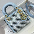 Dior S0856 Micro Lady Dior Bag Horizon Blue Metallic Cannage Lambskin embroidery sequins - Default Title - View 1