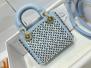 Dior S0856 Micro Lady Dior Bag Horizon Blue Metallic Cannage Lambskin embroidery sequins - Default Title - View 2