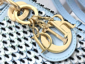 Dior S0856 Micro Lady Dior Bag Horizon Blue Metallic Cannage Lambskin embroidery sequins - Default Title - View 6
