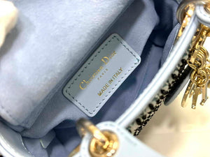 Dior S0856 Micro Lady Dior Bag Horizon Blue Metallic Cannage Lambskin embroidery sequins - Default Title - View 9