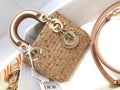 Dior S0856 MICRO LADY DIOR BAG Horizon Gold Metallic Cannage Lambskin With Round Diamond
