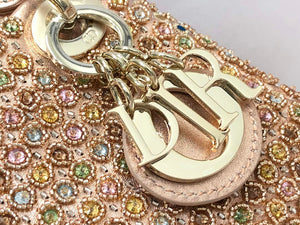 Dior S0856 MICRO LADY DIOR BAG Horizon Gold Metallic Cannage Lambskin With Round Diamond - Default Title - View 6