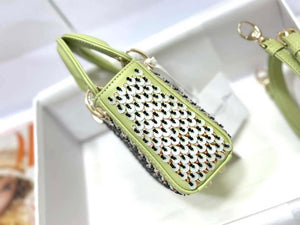 Dior S0856 Micro Lady Dior Bag Horizon Green Metallic Cannage Lambskin embroidery sequins - Default Title - View 3