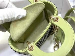Dior S0856 Micro Lady Dior Bag Horizon Green Metallic Cannage Lambskin embroidery sequins - Default Title - View 8