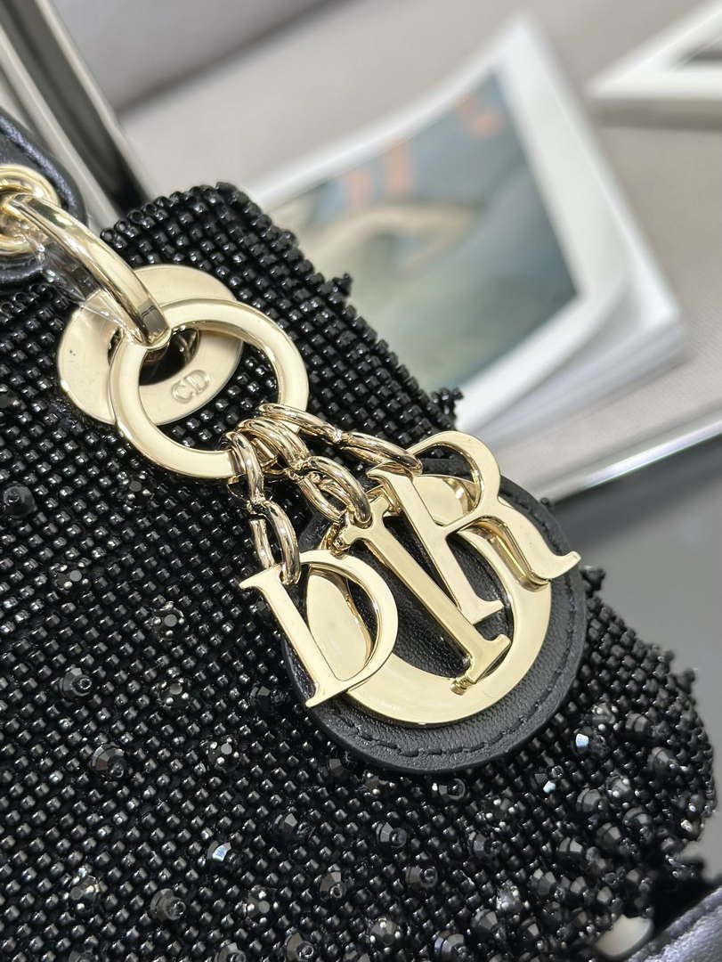 Dior S0856 MICRO LADY DIOR BAG Horizon Metallic Cannage Lambskin embroidery beads Black - Default Title - View 6